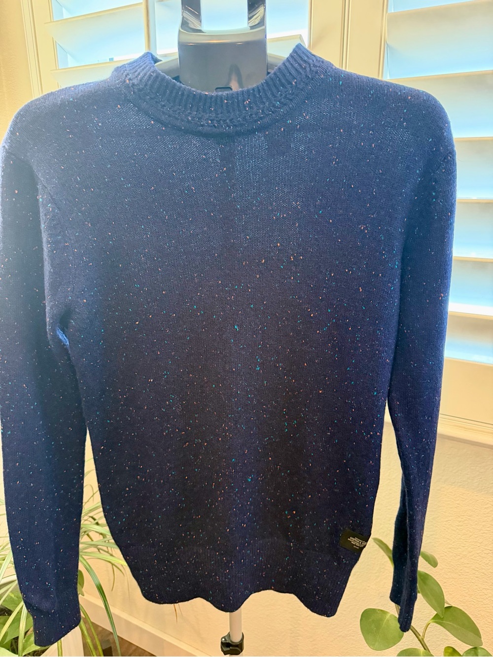 Scotch & Soda Speckled Crewneck Sweater Navy Melange Wool Blend Unisex M